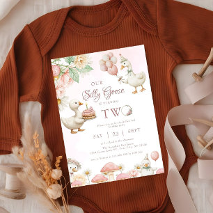 Invitation Jardin de fleurs d'oie soie Champignons 2e anniver