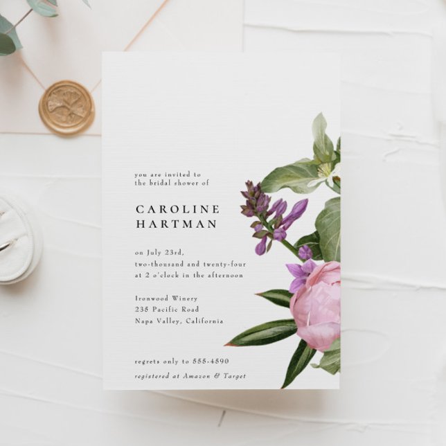 Invitation Jardin de fleurs Fête des mariées rose vert (Créateur téléchargé)