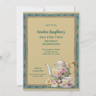 Invitation Jardin de fleurs pour thé à deux Anniversaire