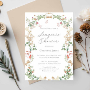 Invitation Jardin de fleurs sauvages élégant lingerie shower