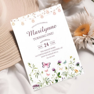 Invitation Jardin de fleurs sauvages féerique 1er anniversair