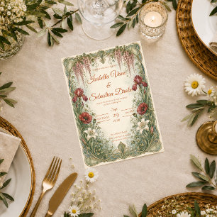 Invitation Jardin de glycines Art nouveau romantique pour mar