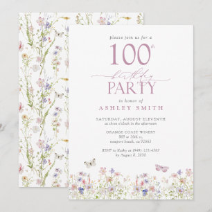 Invitation Jardin de la fête du 100e anniversaire du fleur sa