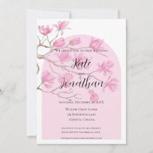 Invitation Jardin de Magnolias Roses Élégant et Gracieux