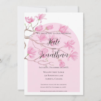 Invitation Jardin de Magnolias Roses Élégant et Gracieux