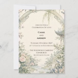 Invitation Jardin de mariage à porte lune de style Chinoiséri