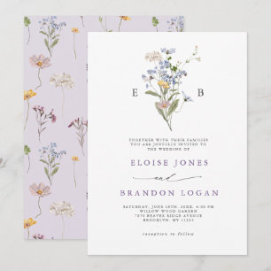 Invitation Jardin de mariage de prairie de fleurs sauvages de