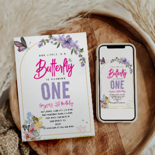 Invitation Jardin de papillons Whimsical 1er anniversaire
