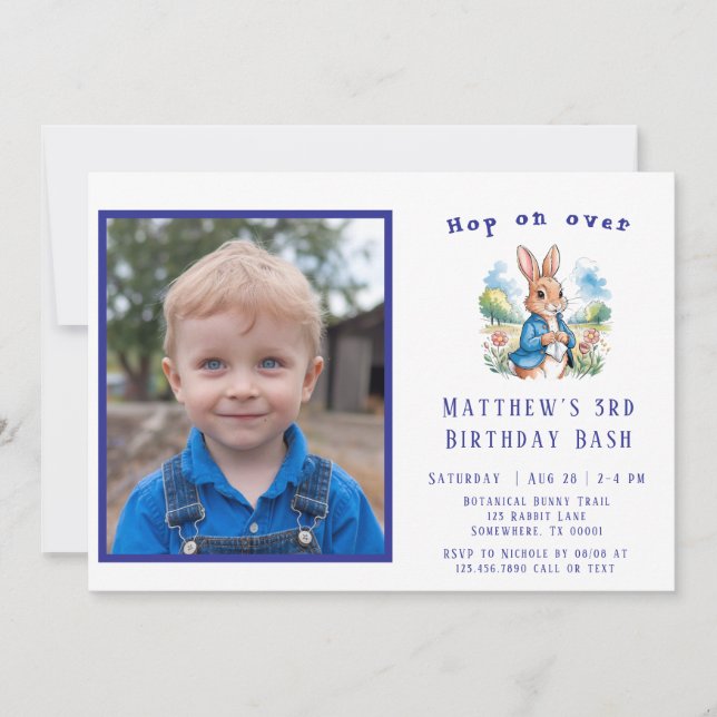 Invitation Jardin de Peter Rabbit Anniversaire Bash : Hop on  (Devant)