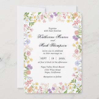 Invitation Jardin de prairie printanière colorée de fleurs sa