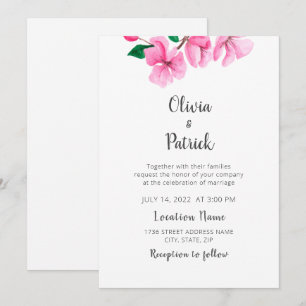 Invitation Jardin de printemps. Fleur de cerisier rose. Maria