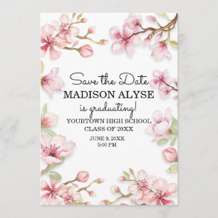 Invitation Jardin de printemps rose blanc Floral Graduation