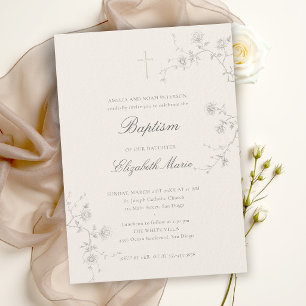 Invitation Jardin de Roses Sauvages Moderne Classique Ecru Ba
