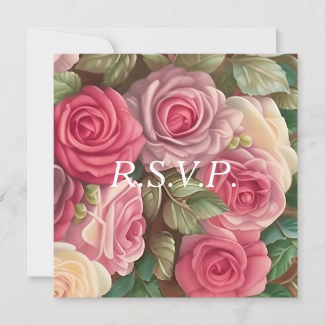Invitation Jardin de roses victorien - Bouquet de mariage (Devant)