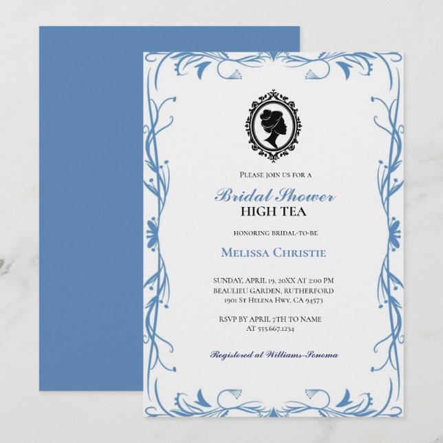 Invitation jardin de thé à l'anglaise, jolis pastels doux (Devant / Derrière)