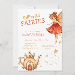 Invitation Jardin de Thé de Fée Enchantée Fête d'Anniversaire