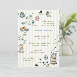 Invitation Jardin de Thé Fleurs Aquarelle Enterrement de Vie 