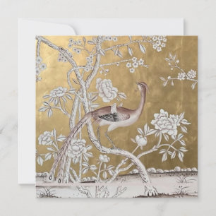 Invitation Jardin de thé Oriental Doré avec Peacock subtil
