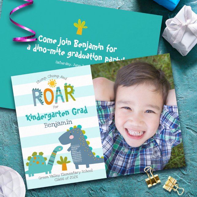 Invitation Jardin d'enfants - Graduation Photo Dinosaures Gar (Créateur téléchargé)