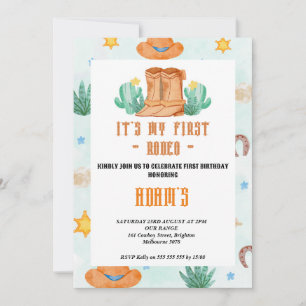 Invitation jardin d'enfants Mon premier rodéo Cowboy