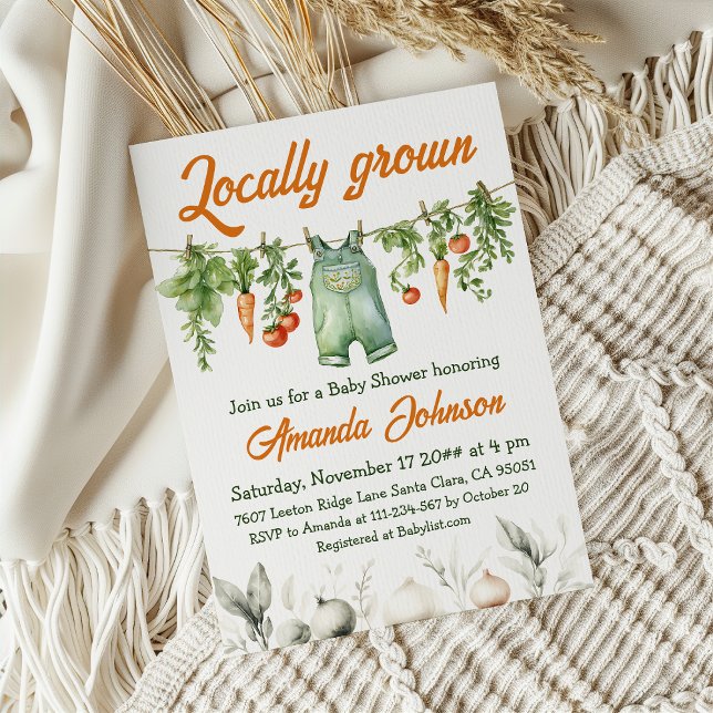 Invitation Jardin des fermiers Baby shower cultivé localement (Créateur téléchargé)
