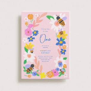 Invitation Jardin des fleurs abeilles 1er anniversaire