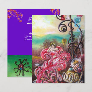 Invitation JARDIN DES MELISSA, rouge vif, rose violet