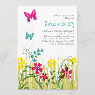 Invitation Jardin des papillons aux couleurs vives