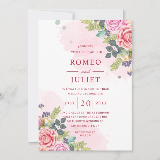 Invitation Jardin d'été Aquarelle Floral Invitatiatiatiatio M (Devant)