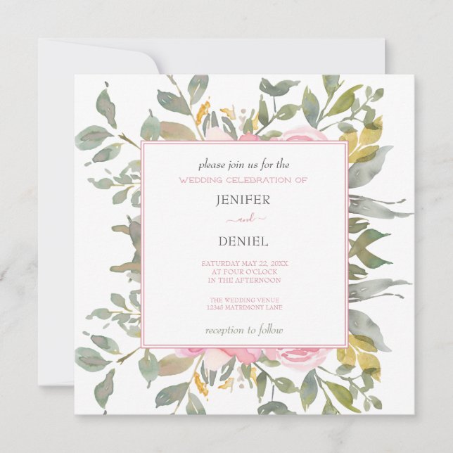 Invitation Jardin d'été Aquarelle Mariage floral (Devant)
