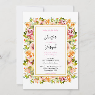 Invitation Jardin d'été Aquarelle Mariage floral