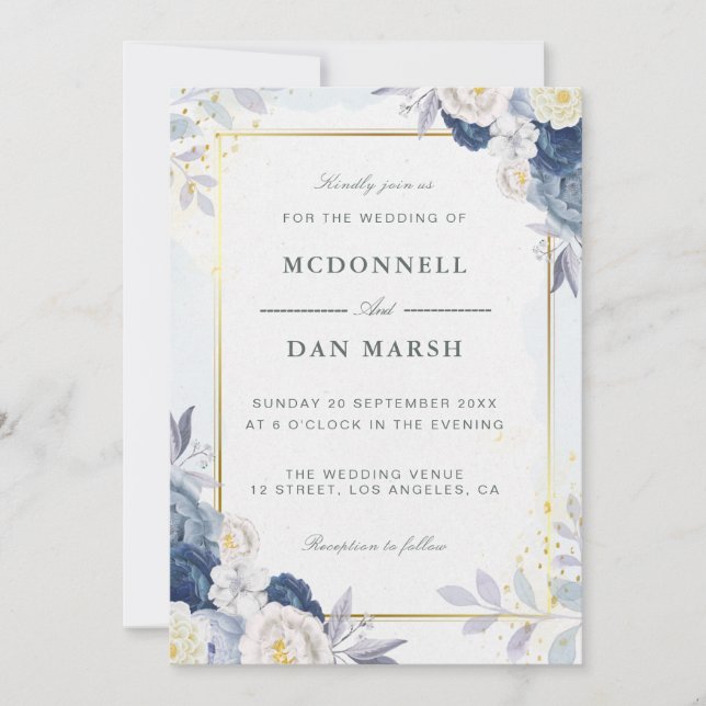 Invitation Jardin d'été Aquarelle Mariage floral (Devant)