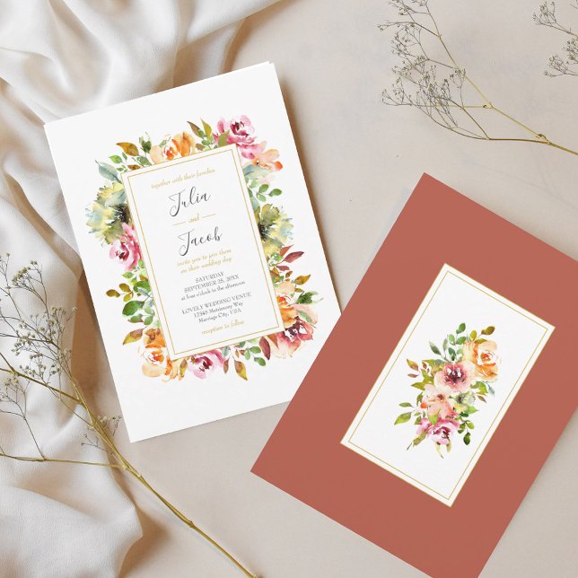 Invitation Jardin d'été Aquarelle Mariage floral (Summer Garden Watercolor Floral Wedding Invitation)