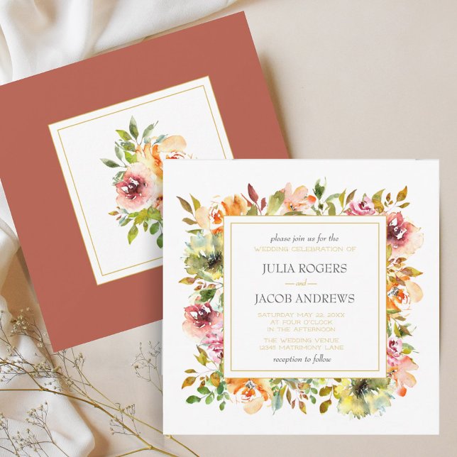 Invitation Jardin d'été Aquarelle Mariage floral (Summer Garden Watercolor Floral Wedding Invitation)