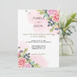 Invitation Jardin d'été Aquarelle mariage floral