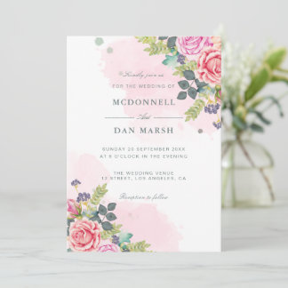 Invitation Jardin d'été Aquarelle Mariage floral