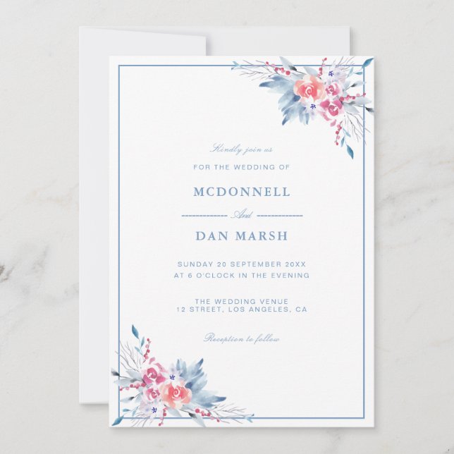 Invitation Jardin d'été Aquarelle Mariage floral (Devant)
