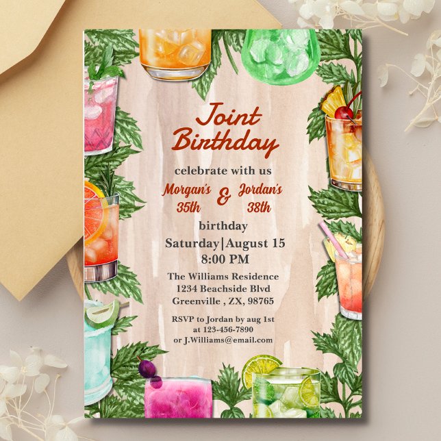 Invitation Jardin d'été Cocktail Party Anniversaire conjoint (Créateur téléchargé)