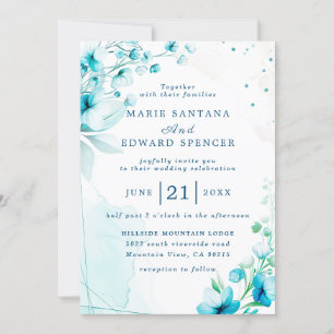 Invitation Jardin d'été Fleurs aquarelles Mariage