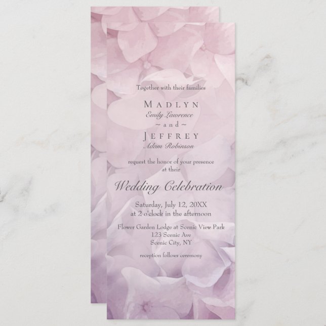 Invitation Jardin d'été Hydrangea rose vif Mariage (Devant / Derrière)