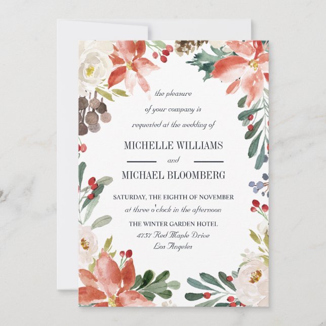 Invitation Jardin d'hiver | Mariage floral (Devant)