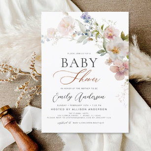 Invitation Jardin du Baby shower Fleur sauvage Boho