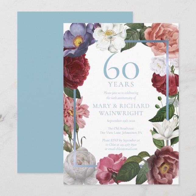 Invitation Jardin du Rose du pays 60e anniversaire (Devant / Derrière)