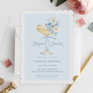 Invitation Jardin élégant de brunch au champagne bleu pour la