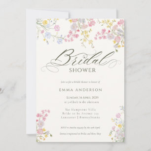Invitation Jardin Élégant de Fleurs Sauvages pour la Fête de