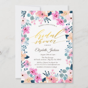 Invitation Jardin Élégant Fleurs Roses Baby Shower Mariage