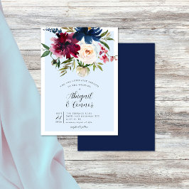Invitation Jardin enchanté bleu clair Bourgogne Marine