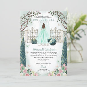 Invitation Jardin enchanté de Mint Green Blush Quinceanera