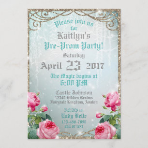 Invitation Jardin enchanté de rose rose Prom Party