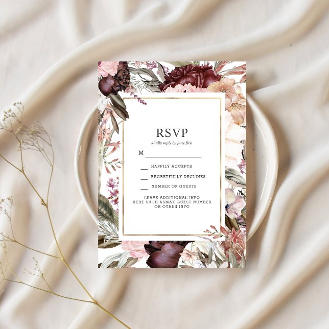 Invitation Jardin enchanté élégant Floral Boho RSVP Invitati (Créateur téléchargé)